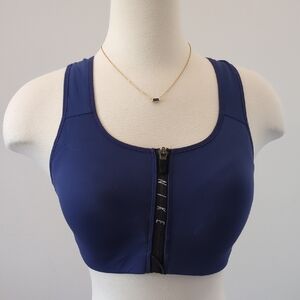 Nike Dri-FIT Royal Blue And Black Sports Bra Front Closure